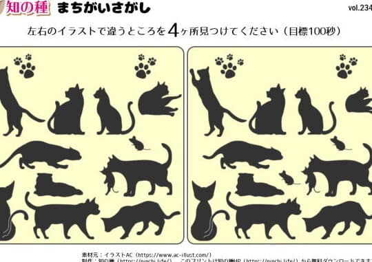 猫の間違い探し:無料プリントと難易度別おすすめ 1 e78cabe381aee99693e98195e38184e68ea2e38197efbc9ae784a1e69699e38397e383aae383b3e38388e381a8e99ba3e69893e5baa6e588a5e3818ae38199e38199
